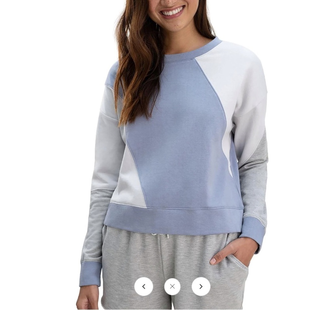 Splendid Colorblock Light Blue Gray Crewneck Sweater Sweatshirt Size S